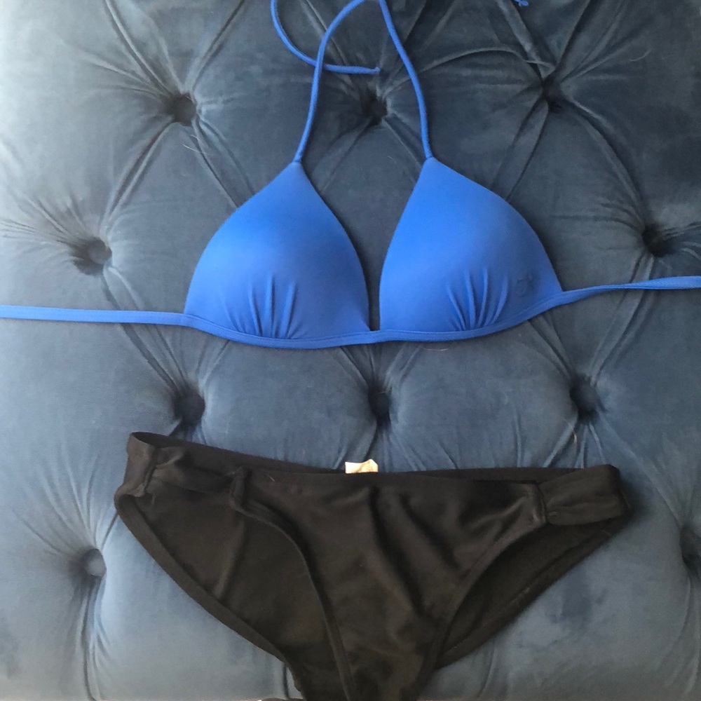 Blue and black swim suit